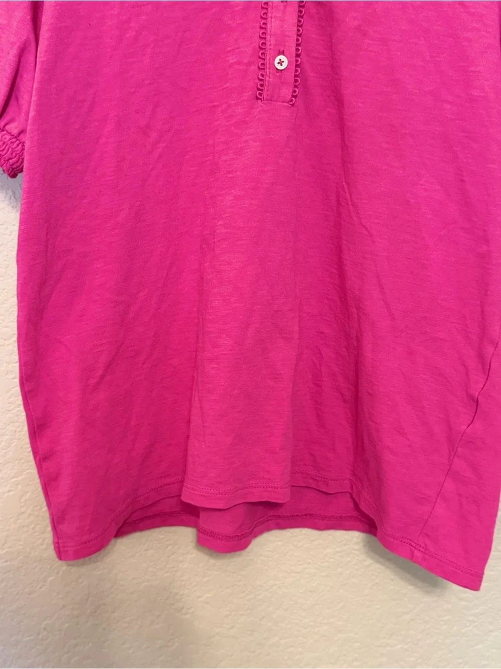 J. Crew Women's Pink Puff Short Sleeve Henley Top Size Medium